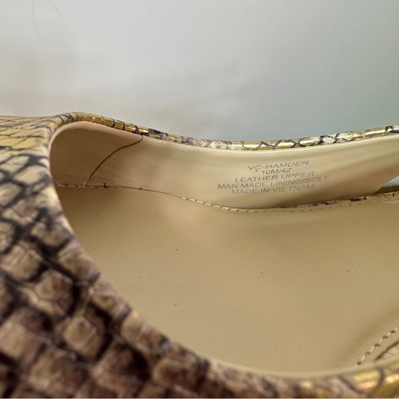 Vince Camuto | Hamden Slingback Pumps | Gold Metallic Snake Print Pointed Toe - Picture 7 of 7
